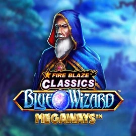 Fire Blaze Blue Wizard Megaways logo by Rarestone Gaming at 500 Casino