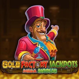 Gold Factory Jackpots Mega Moolah casino game by Aurum Signature Studios – featured logo at 500 Casino